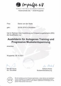 Qualifikation Ausbilderin autog. Training u. progr. Muskelentspannung